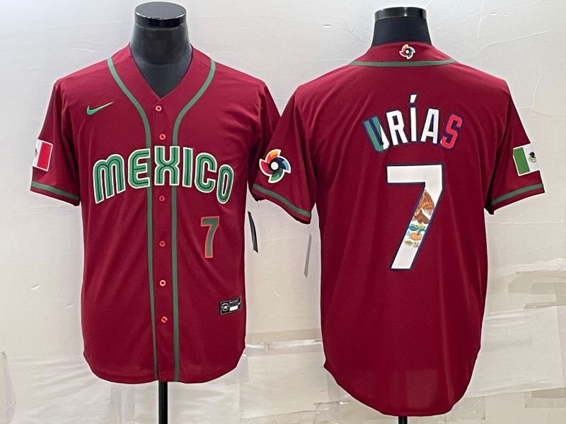 Men 2023 World Cub Mexico #7 Urias Red Nike MLB Jersey5->more jerseys->MLB Jersey